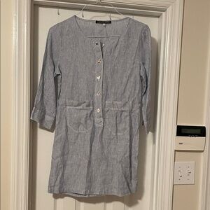 Caroline Freese Striped Blue Button-Down Dress